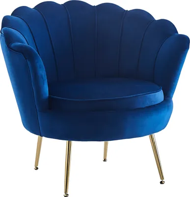 Produktbild von SalesFever Muschel-Sessel | Bezug Samt-Stoff | Gestell Metall goldfarben | B 78 x T 76 x H 78,5 cm | dunkelblau