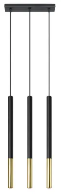 Image de Lampe suspendue MOZAICA 3L noir/doré 3xG9 8W acier 90x5x30cm Sollux Lighting