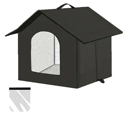 Produktbild von Katzenhaus Outdoor Winterfest Wasserdicht M Schwarz mit Transparentem Vorhang