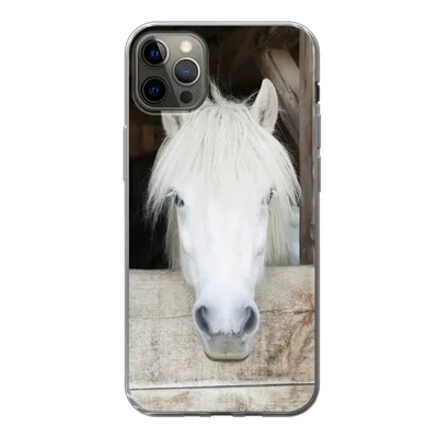 Produktbild von MuchoWow® Handyhülle Schutzhülle Hülle für iPhone 13 Pro Max Pferde - Pferdestall - Regale Silikon Softcase Handy Hülle - Mobiltelefon