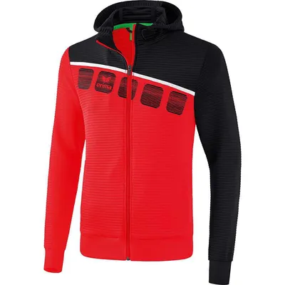 Produktbild von Erima 5-C Trainingsjacke Mit Kapuze Kinder - Rot / Schwarz / Weiß