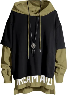 Obrázek produktu pro Pánská mikina s kapucí Techwear Patchwork, volný střih, módní, černá a zelená, velikost M
