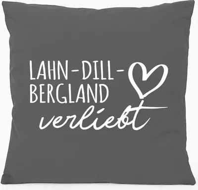 Produktbild von Huuraa Kissen Lahn-Dill-Bergland verliebt 40x40cm mit Füllung Steel Grey Baumwolle Dekokissen Geschenkidee