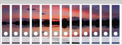 Produktbild von Wallario Ordnerrücken Sticker, selbstklebend für breite Ordner, 12 Stück, Motiv Abendhimmel über einem See