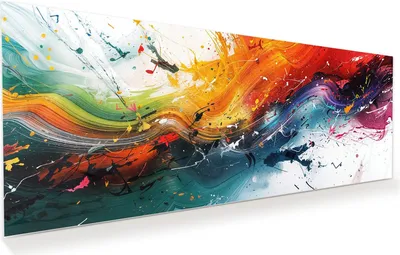 Produktbild von Glasbild 125x50cm in XXL für Wohnzimmer, Schlafzimmer Motiv Farbenexplosion
