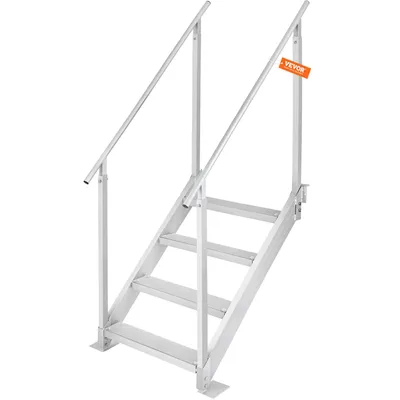 Image de Echelle de bain VEVOR 4 marches avec deux mains courantes Echelle de bateau 800x1850x1750mm Echelle de piscine en alliage d'aluminium Echelle d'escalier 250kg Capacité de charge 55x10cm Pédales Idéal pour les ports Bateau Piscines