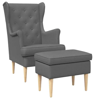 Image de vidaXL : 2 fauteuils avec repose-pieds, tissu gris foncé