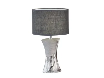 Produktbild von Tischleuchte - Silbergrau - Grau - H 44 cm - Stoffschirm - Keramik