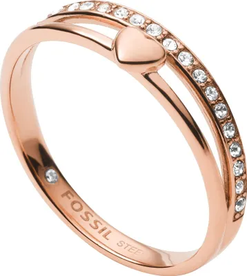 Produktbild von Fossil JF03460791505 Damen Ring Herz Vintage Glitz Rose weiß 53 (16.9)