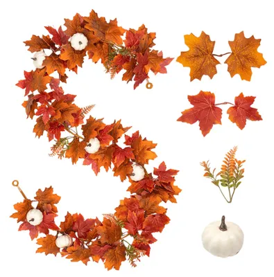 Künstliche Herbstgirlande mit Ahornblättern, 175 cm, 2 Stück
