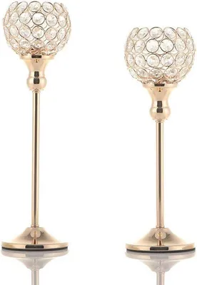Produktbild von Famanu Kristall Kerzenhalter Gold - 33cm und 38cm Höhe