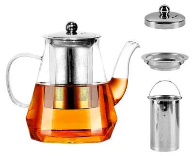 Produktbild von Teekanne aus Glas mit 1000ml und abnehmbarem Edelstahlsieb