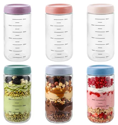6er-Set Vorratsgläser 750 ml, Glas mit Deckel & Löffel