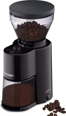 Produktbild von Cloer 7520 Elektrische Kaffeemühle mit Kegelmahlwerk aus Edelstahl, 2-12 Tassen, 300 g Kaffeebohnen, 150 W, verstellbarer Mahlgrad, schwarz