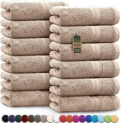 Produktbild von Frottier Gästetücher 12er Pack 30x50cm, 100% Baumwolle, Sand