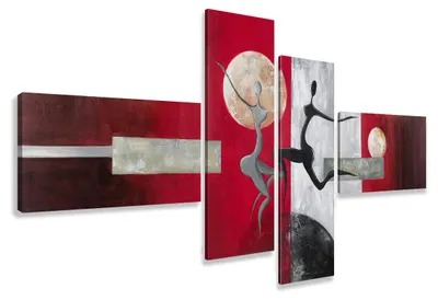 Produktbild von 6810 Abstrakte Tänzer Leinwandbild 4-teilig 195x80 cm
