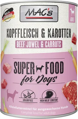 Produktbild von MAC's DOG KOPFFLEISCH & KAROTTEN, Adult, jede Rasse, Karotte, 800 g