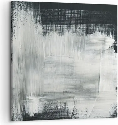 Produktbild von Bild auf Leinwand - Leinwandbild - Einteilig - Abstraktion Schwarz Weiß - 60x60cm - Wand Bild - Wanddeko - Wandbilder - Leinwanddruck - Bilder - Wanddekoration - Leinwand bilder - AC60x60-4173