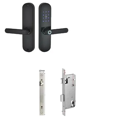 Obrázek produktu pro Inteligentní zámek dveří na otisk prstu, připojení Bluetooth, ovládání pomocí aplikace, černá 4585, levé otevírání