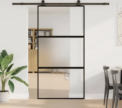 Produktbild von Cloris DesignMöbel Schiebetür mit Beschlag 102,5x205cm Hartglas & Aluminium - Haustüren DE835054