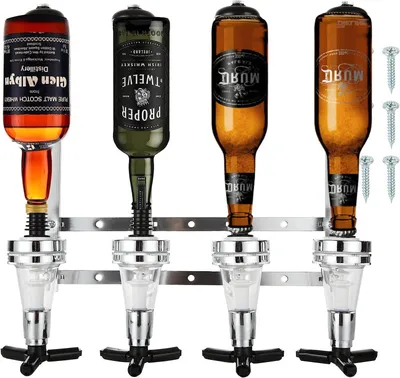 Produktbild von Getränkespender, Zapfanlage Hausbar, Flaschenhalter Bar, Professioneller Barbutler, 4 Flaschen Getränkeportionierer, Shot-Einteiler