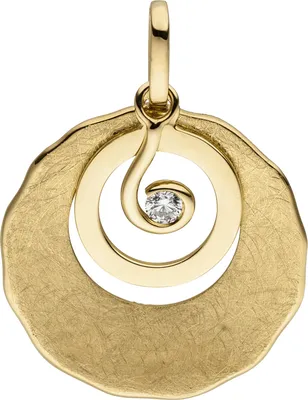 Produktbild von Anhänger 585 Gold Gelbgold eismatt 1 Diamant Brillant Diamantanhänger