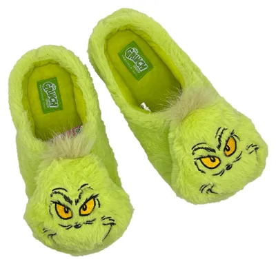 Produktbild von Grinch Hausschuhe Herren 3D Plüsch Pantoffeln mit fester Sohle, warme Kuschel Slipper in Grün, offizieller Lizenzartikel, Weihnachtsgeschenk, Größe Schuhe Herren:42/43