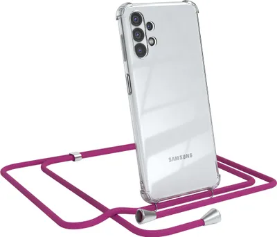 Produktbild von EAZY CASE Handykette kompatibel mit Samsung Galaxy A32 5G, Handyhülle mit Umhängeband, Handykordel, Schutzhülle Clear, Band in Rosa