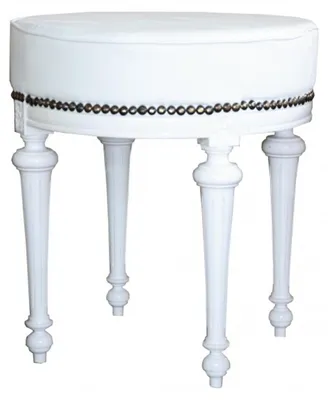 Produktbild von Casa Padrino Barock Sitzhocker / Rundhocker Weiß / Weiß