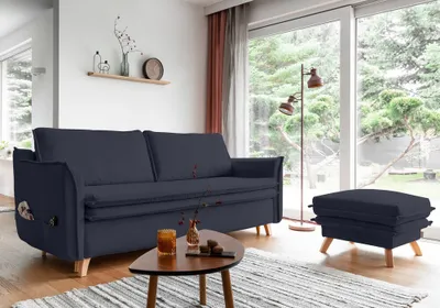 Produktbild von MIUFORM Charming Charlie Slim - Sofa mit Bettfunktion und Bettkasten - 225x90cm - Dunkelgrau - 3-Sitzer Schlafsofa
