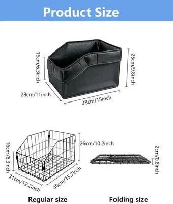 Productafbeelding van Fietsmand Achter - Fietsmand Opvouwbaar - Boodschappen Vervoeren - Met Polyurethanvoering - 40 x 31 x 26 cm - Zwart