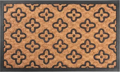 Image de Paillasson MagicHome RBP 196, devant la porte, Flowers, 45x75 cm, caoutchouc/coco