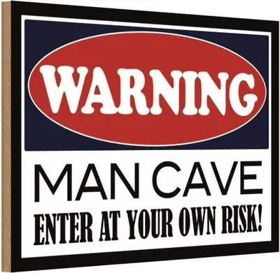 Produktbild von vianmo Holzschild 20x30 cm Warning man cave enter at your Warnschild Hinweisschild