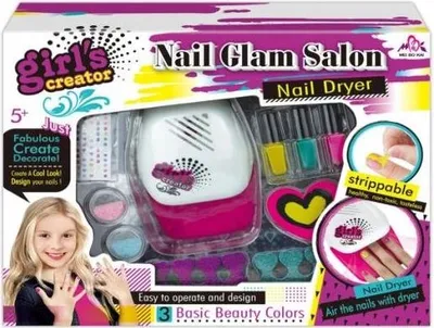 Produktbild von Nageldekorationsset für Kinder ab 5 Jahren mit Nageltrockner, ablösbaren Nagellacken, herzförmiger Nagelfeile und Fußspreizern