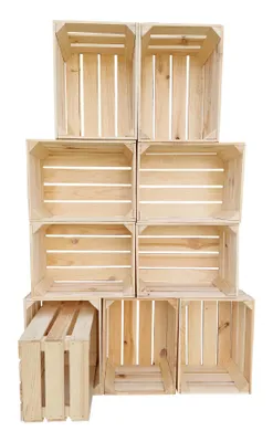 Produktbild von Holzkiste 40x30x23 cm 10er Set - Dekokiste Aufbewahrung als Schuhregal Möbelbau - Natur Vintage
