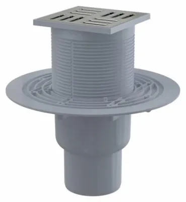 Obrázok produktu pre Podlahová vpusť DN50/75 priama, mriežka nerez 105mm, vodná uzávera