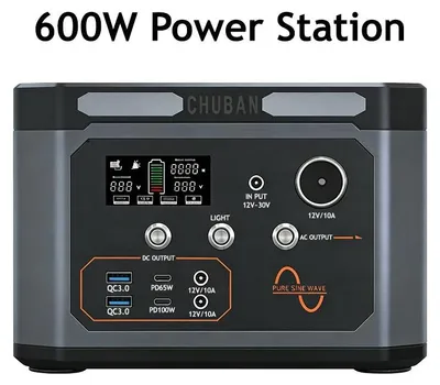 Obrázek produktu pro Přenosná powerbanka – 600 W – 320 Wh/100 000 mAh – 1x zásuvka 220 V AC (EU) – lithium-polymerová baterie – pro kempování, karavany a domácnost