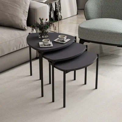 Zdjęcie produktu dla Skye Decor, Lenny - Anthracite, zestaw stołowy (3 szt.), antracyt, 100% PŁYTA POWLEKANA MELAMINĄ, 45 x 45 x 45 cm