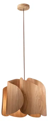 Zdjęcie produktu dla Lampa wisząca Pevero z jesionu i metalu, nowoczesny design, oprawka E27, idealna do oświetlenia wnętrz, średnica 420 mm