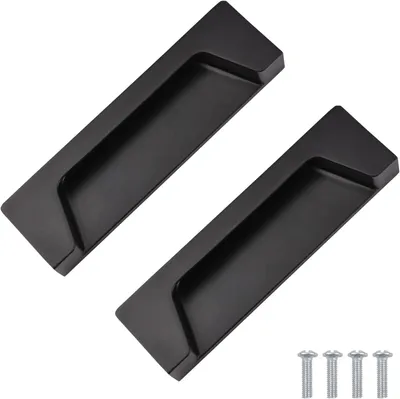 Obrázek produktu pro Zapuštěné úchytky z matně černé zinkové slitiny, 10,5 cm, sada 2 ks, pro skříně, šatní skříně, knihovny, zásuvky a kartotéky, včetně šroubů