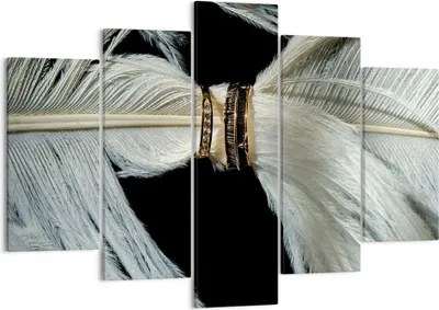 Produktbild von Bild auf Leinwand - Leinwandbild - 5 Teile - Feder Romantik Ehe - 150x100cm - Wand Bild - Wanddeko - Wandbilder - Leinwanddruck - Bilder - Wanddekoration - Leinwand bilder - Wandbild - EA150x100-4909
