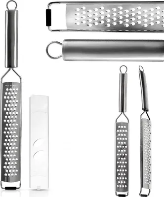 Produktbild von Flache, lange Küchenreibe für Gemüse, Knoblauch, Käse, Nüsse, Ingwer, Muskatnuss