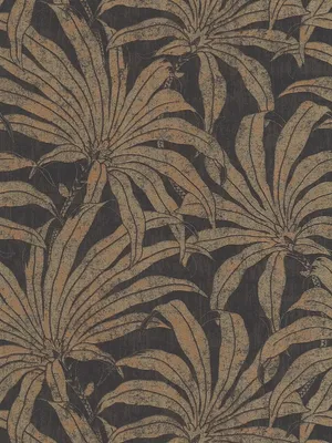 Produktbild von Edle Mustertapete mit Dschungelblütendesign– Schwarz, Gold, Bronze