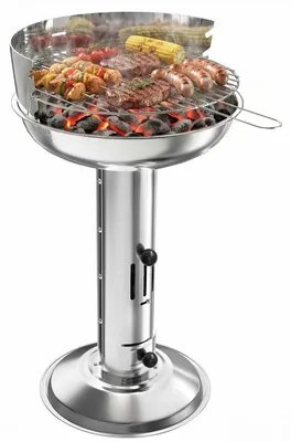 Immagine prodotto di Barbecue a carbonella da appoggio - Barbecue a colonna da esterno - Acciaio inossidabile - Griglia regolabile in altezza - Resistente alle intemperie - Tipo 4