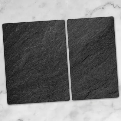 Produktbild von Glas-Herdabdeckplatten Glaskeramikkochfeld-Abdeckung Spritzschutz Glas 70x52 schwarzer Stein