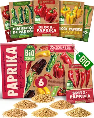 Produktbild von ZenGreens® Bio Paprikasamen Set 6 Sorten – samenfestes Saatgut für Garten