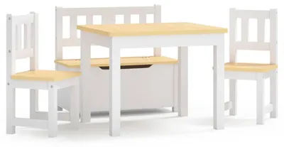 Produktbild von vidaXL 4-tlg. Kinder-Sitzgruppe Weiß und Beige MDF
