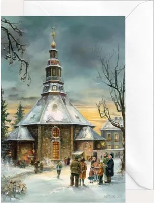 Produktbild von Weihnachtskarte Klappkarte Seiffener Kirche mit Umschlag