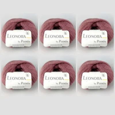 Obrázek produktu pro 6x Leonora by Permin – příze ze hedvábí, vlny a kid moheru (12letá růže)