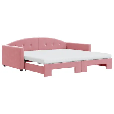 Produktbild von vidaXL Tagesbett Ausziehbar mit Matratzen Rosa 100x200 cm Samt